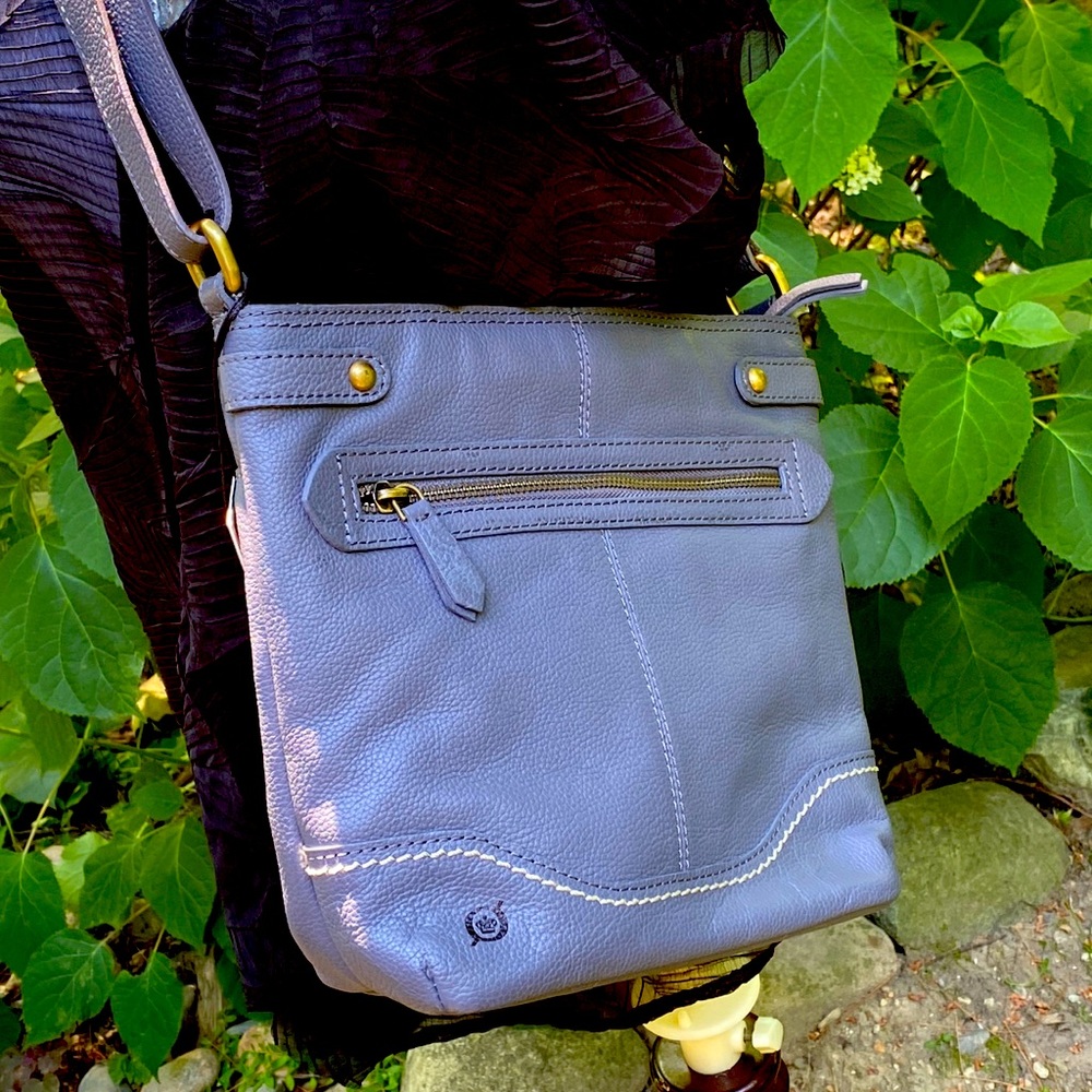 BORN Leather Bag ~ Gray Crossbody Shoulder Strap Purse ~ Pebbled Leather~ NWT